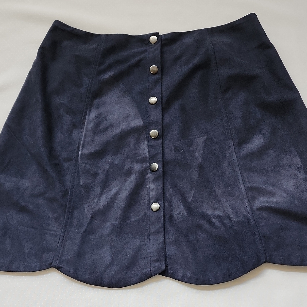 Blue Rain Midnight Blue Button-Front Mini Skirt - Large